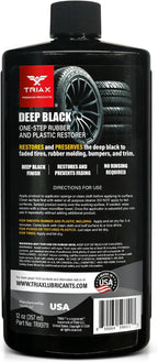 Triax Deep Black Tire, Trim, and Bumper Restore and Conditioner | One-Step Rubber Protectant with UV Shield | Polymer Based | No Water Rinse (12 Ounce)