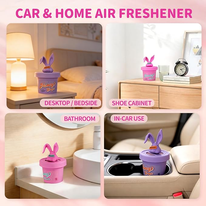 Diffusers for Home Grape Scent 2 Pack, Bathroom Diffuser Cute Bunny Shape for Office, Air Freshener Diffuser Gel Leak-Proof Car & Room, Bathroom Scent Diffuser Gift for Friends and Family