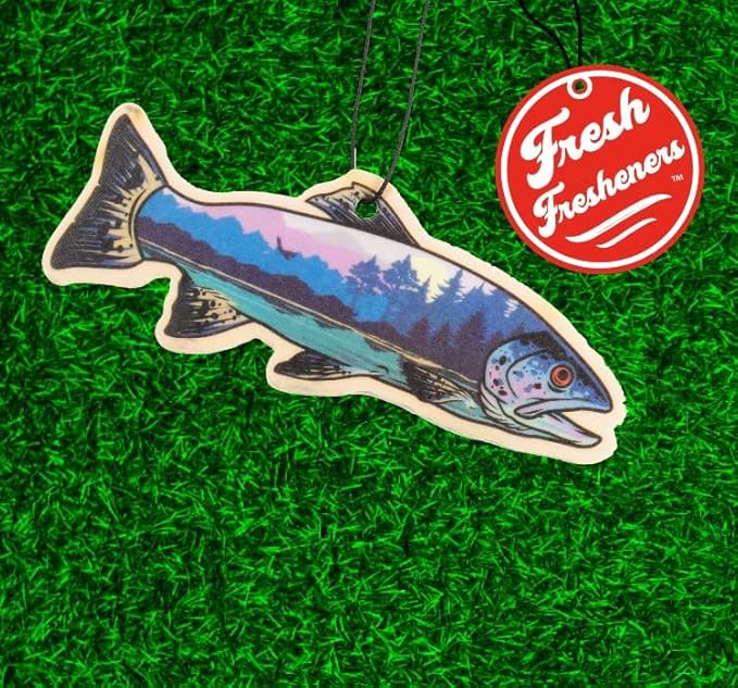 Outdoor Adventure Car Air Freshener 4 Pack Scented With Premium Oils By Fresh Fresheners (Trout)