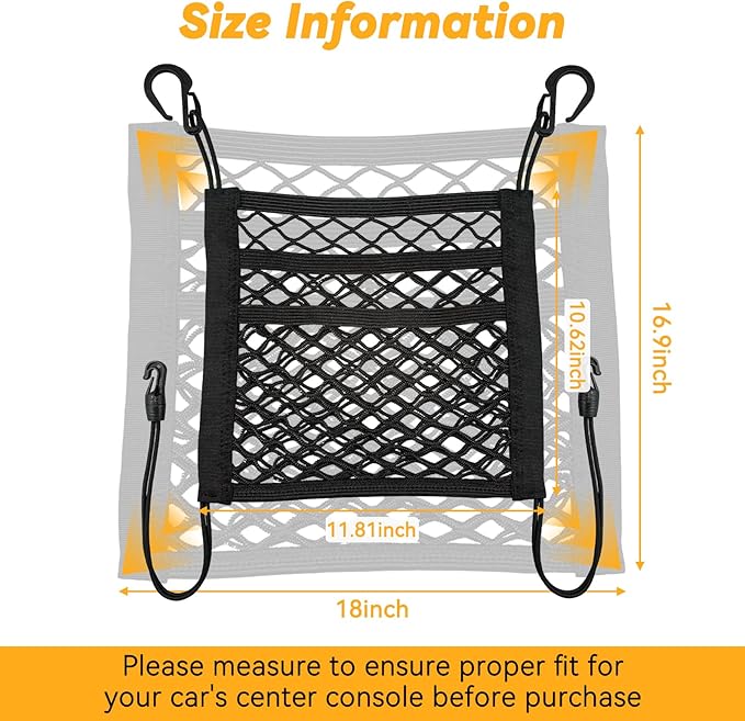 Car Dog Barrier for SUV, Pet Barrier Car Mesh Organizer for Dog & Child Drive Safety Barrier with Mesh Pockets, Storage Bag Travel Essentials Holder