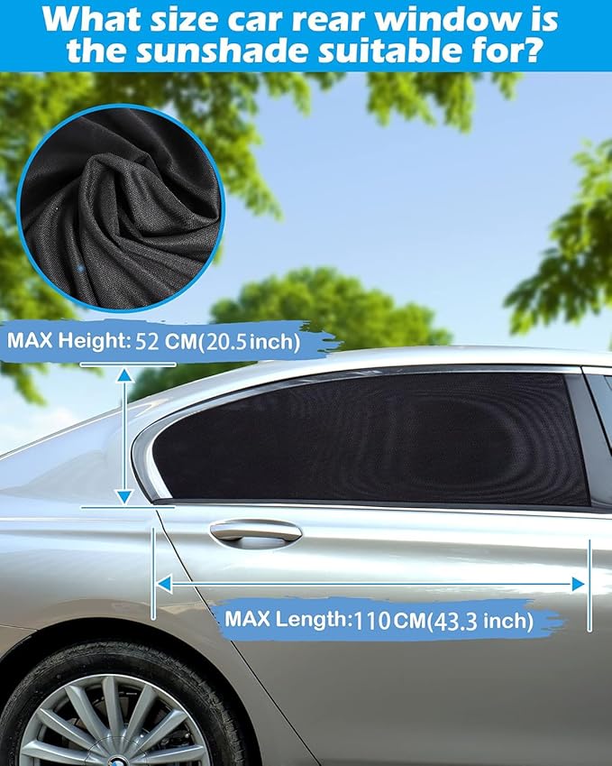Tevlaphee Car Sunshade Kids, Universal Sun Visor Car Net Sunscreen Baby with Certified UV for Side Window Mesh Material Protects Passenger Baby, Children & Pets(L) (L)