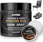 Leather Recoloring Balm with 100ml Mink Oil Conditioner | Dark Gray Repair Kit, Dye & Color Restorer for Furniture, Sofa, Car Seats, Bags | Restore Faded & Scratched Surfaces