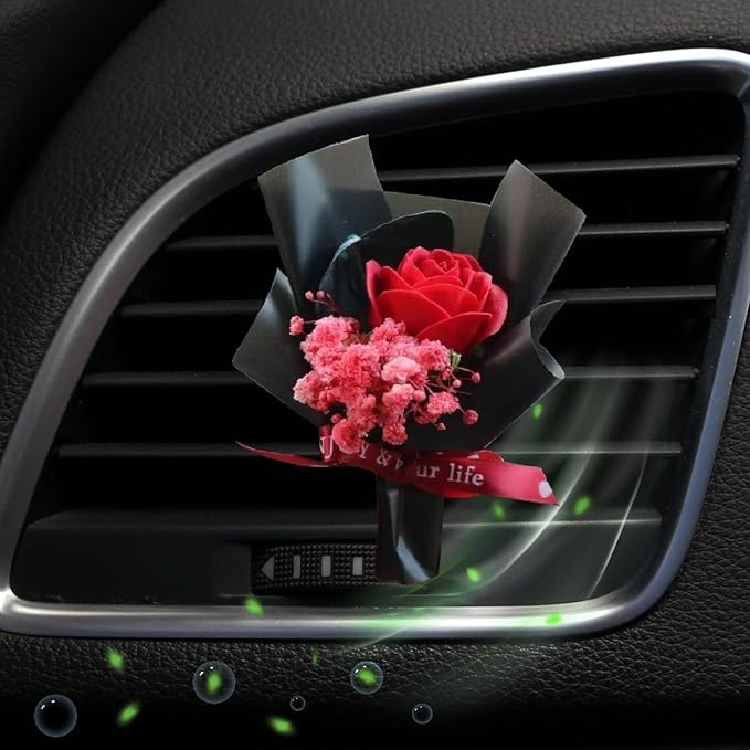Black Fresh Flowers Mini Dried Flowers Bouquet for Car Air Vent Clips,Air Outlet Perfume Decoration, Car Air Fresheners Interior Accessories,Automotive Air Fresheners