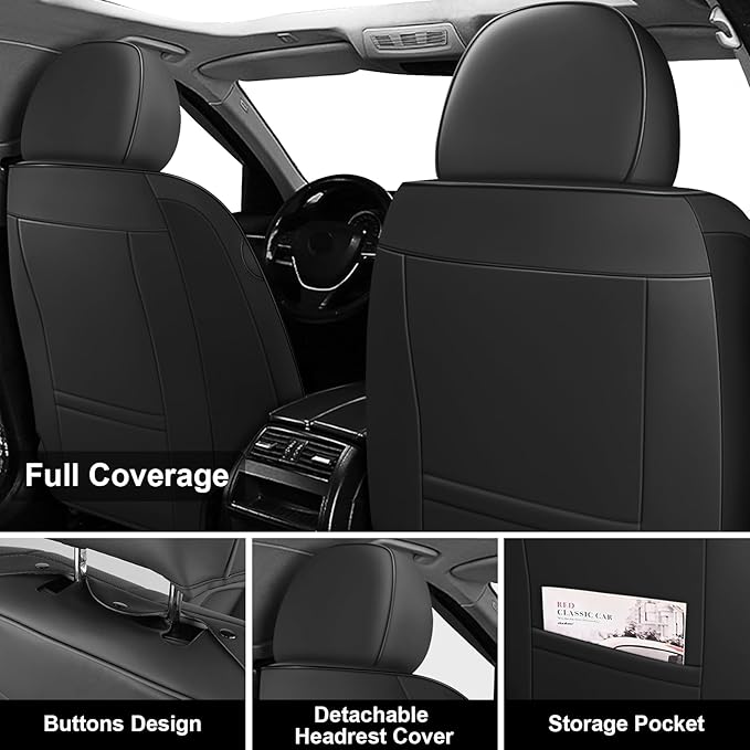 Fit for 98% of Mercedes Benz Car Seat Covers, Premium Nappa Leather Seat Cover, Fully Wrapped Protect Modern Style Seat Cover (5-Seat Standard, Classic Black)