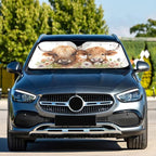 Car Windshield Sun Shade Highland Cows Flower Foldable UV Ray Sun Visor Protector Sunshade to Keep Your Vehicle Cool 55" x 27.6"