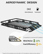 DEXSO 64" x 39" Universal Roof Rack Basket, 200 Lbs Capacity Rooftop Cargo Carrier Basket with Extension Heavy Duty Luggage Holder Rack for SUVs, Trucks, Vehicles