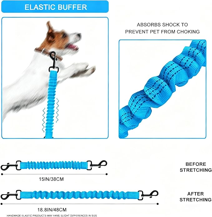 Dog Seat Belt for Bike Basket, Retractable Bicycle Dog Seatbelt, Elastic Pet Safety Leash Harness for Cat, Dog Leash Extension Attachment Shock Absorbing Lead Extension Absorber (Blue)