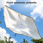 2026 Upgraded Windshield Sun Shade Umbrella [7-Layer Vinyl Coating Heat Shield] Foldable Front Window Sunshade Umbrella Flexible Handle Protect Interior from UV Keep Car Cooler (61" x 34.5")