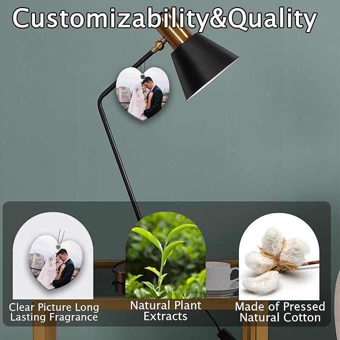 Custom Air Fresheners with Picture,Personalized Photo Air Freshener for Car,Customized Double Sided Dangle it Air Fresheners for Bedroom Bathroom Wardrobe Hanging Ornaments (Heart)