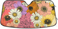 Colorful Flowers Sunflower Car Windshield Sun Shade Chamomile Dahlia Lily Anemone Foldable UV Ray Sun Visor Protector Sunshade to Keep Your Vehicle Cool (55" x 27.6")