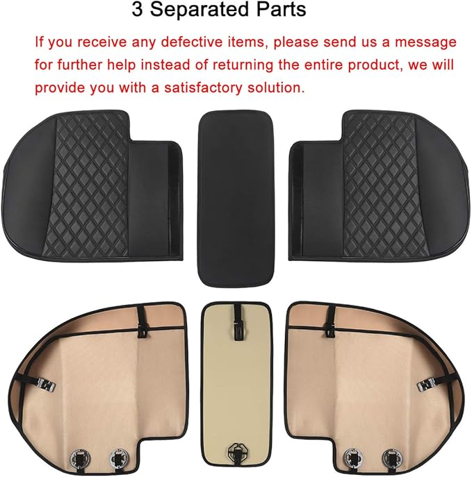 Black Panther Luxury PU Leather Rear Car Seat Cover, Compatible with Compact,Small and Medium Vehicles, Adjustable Length 49-55'', Diamond Pattern Embroidery (Black)