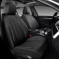 KEYOOG Car Seat Covers Full Set, 2-Seater Waterproof and Breathable Nappa Leather, Fit for Front Seats of Cars, Compatible with Airbags, Car Seat Protector Covers for Most Cars - Pure Black