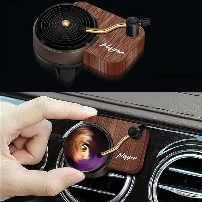 Record Player Car Air Freshener 12 Pieces Spinning Record Design Car Decoration Replaceable Gift for Music Lovers