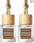C Classy Car Air Freshener Hanging 2 Pack, Mahogany Teakwood Essential Oil Diffuser for Cars, Cute Glass Bottle Car Accessories for Women & Men Gift, Long-Lasting Fragrance, Made in USA