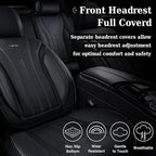 Coverado Car Seat Covers Full Set, Waterproof Nappa Leather Seat Cover for Cars, Luxury Universal Seat Cover, Front and Back Car Seat Protector Car Seat Cushion Fit for Most Cars(Black)