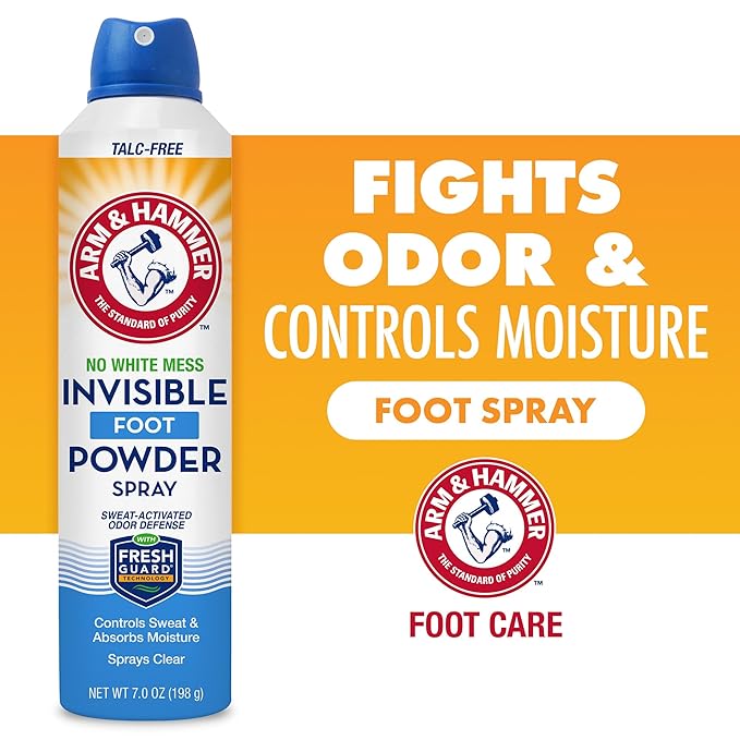 Arm & Hammer Invisible Foot Powder Spray, Clear Talc-Free Sweat Control, Odor Eliminating Foot Spray For Men & Women, 7 Oz (3 Pack)