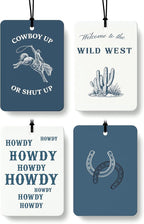 Navy Blue Western Cologne Car Air Freshener 4 Pcs, Retro Cowboy Riding Horse Cactus Hanging Air Freshener for Cars Bathroom Dorm Books Decor, Western Accessories Gifts for Women Men
