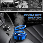 Solar Rotating Car Air Freshener, Solar Energy Refillable Car Dashboard Aromatherapy Ornament, Double Ring Fragrance Diffuser Decorative Accessories for Vehicle Home Office (Blue)