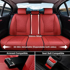 Coverado Car Seat Covers Full Set, Waterproof Nappa Leather Seat Covers for Cars, Front and Back Car Seat Protector, Luxury Car Seat Covers, 5 Seats Universal Red Car Seat Cover Fit for Most Cars