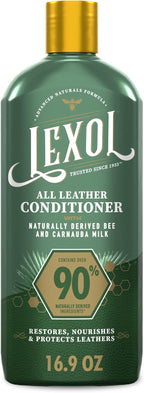 Lexol All Leather Conditioner, Naturally Derived Leather Conditioner with Bee and Carnauba Milk, Great for Car Interiors, Boots, Furniture, Bags, Jackets and More, 16.9 fl oz