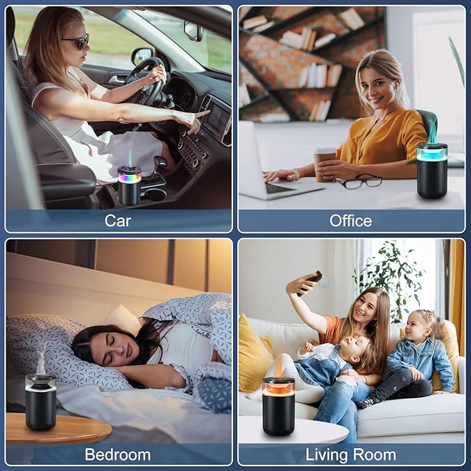 2025 Upgraded Smart Car Air Freshener Diffuser, New Smell Air Freshener Long Lasting, Auto On/Off, Adjustable Modes, Car Scent with 8 Ambient Lights, Diffusers for Essential Oil-Freesia
