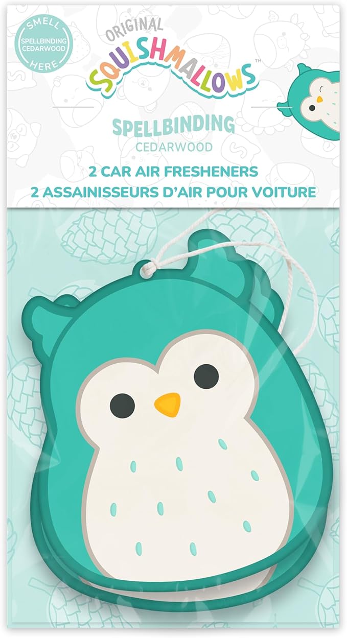 Studio Oh! x Squishmallow Winston Car Air Fresheners, Pack of 2 Scented Hanging Car Air Freshener, Cedarwood, Eucalyptus, Patchouli, and Fresh Orange - Spellbinding Cedarwood
