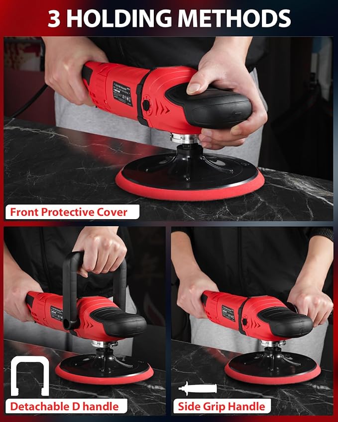 AVID POWER Car Buffer Polisher, 6 Variable Speed 1000-3500 RPM, Rotary Buffer Waxer Kit with 6-inch and 7-Inch Backing Plate, 1200W Car Polisher for Car Detailing, Polishing, Waxing