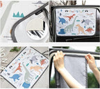 Magnetic Car Sun Shade Curtain for Side Window – Sun Blocker and UV Protector for Baby, Kids, and Pets – Universal Fit with Built-in Magnets for Steel-Framed Door (Dinosaur)