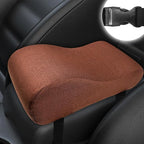 Car Armrest Cushion, 12.2"×6.3"×3.9" Memory Foam Center Console Armrest Pad, Comfortable Armrest Console Pillow Protector for Most Vehicles, Universal Car Accessories (Brown)