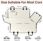 Waterproof Dog Car Seat Cover for Back Seat - Durable, Scratch Proof Pet Hammock with Nonslip Design & Storage Pockets, Fits Cars, SUVs, Trucks - L, Beige/Black