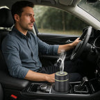 100ML Car Diffuser, USB Rechargeable Battery Operated, Powered Cordless Essential Oil Humidifier, 7 LED Color Lights 2 Timer Modes for Car Outdoor Home (Black)