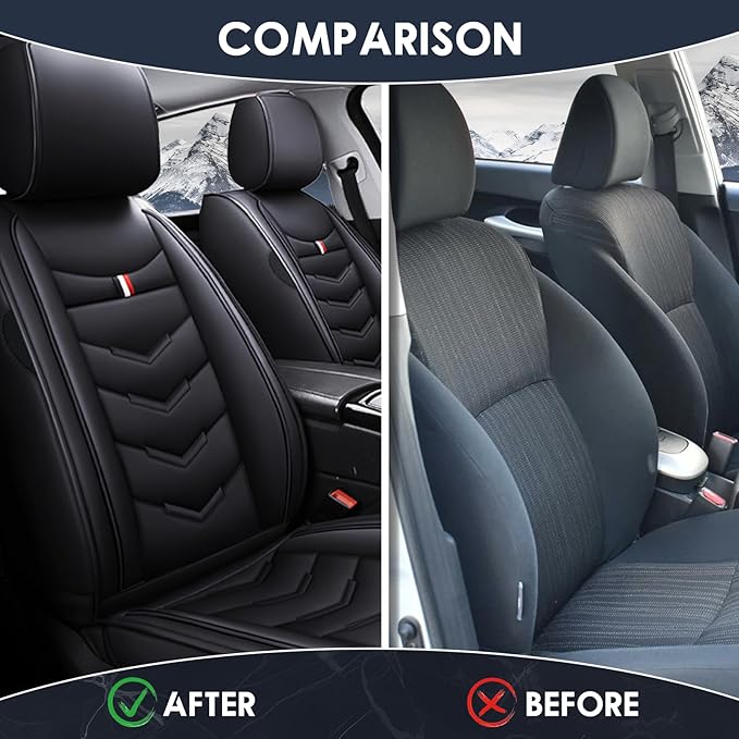 Full Set Seat Cover for Toyota Highlander 2001-2025, Waterproof Durable Premium Leather Car Seat Protector, Comfortable Anti-Slip Stylish Sport Seat Cover(5 Seats Standard,Black)