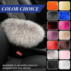 Andalus Brands Pure Australian Sheepskin Fluffy Car Center Console Cover, Luxurious Non-Shedding Furry Arm Rest Cover for Car, Versatile for All Seasons, White & Black Tip - (11.47" X 6.3")