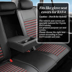 Fit RAV4 Car Seat Covers Set for Toyota RAV4 2019 2020 2021 2022 2023 2024 2025 LE,XLE,XLE Premium Limited Automotive Cushion Protector Replacement, Waterproof Faux Leather(Full Set,Black&Red)