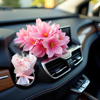 Pink Mini Dried Flowers Bouquet for Car Air Vent Clips, Car Air Outlet Perfume Decoration, Car Air Fresheners Interior Decoration Accessories
