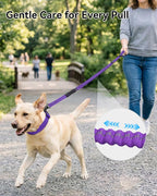 Joytale Tactical Dog Leash Heavy Duty, 4-6FT Shock Absorbing Bungee Lead with 2 Padded Handle, Metal Carabiner Clip, Car Seatbelt, Strong No Pull Leash for Medium Large X-Large Dogs, Purple