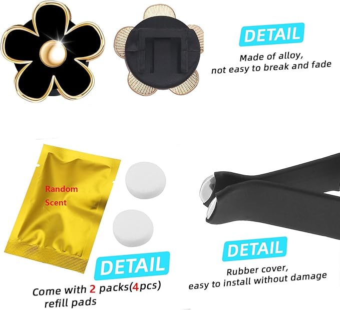 Daisy Car Decoration Flower Air Vent Clip Air Conditioning Outlet Clip Car Air Freshener Clip Car Interior Decor Charm Colorful Car Accessories for Women Interior Cute Set (8PCS-Black&White)