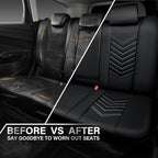 CAR PASS 3D Foam Luxury Leather Back Bench Car Seat Covers,Waterpoof Faux Leather Rear Seat Cover Universal Fit for Cars Sedans SUVs Vans Trucks 95% Automotive Backseat, (Rear,Black)