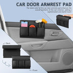 Armrest Pad Organizer, Car Storage Box Auto Side Door Armrest Pad Car Console Side Organizer Arm Rest for Accessory Universal s Leather