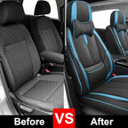 Fit for 98% of Mercedes Benz Car Seat Covers with Headrests, Premium Nappa Leather Seat Cover, Fully Wrapped Protect Modern Style Seat Cover (2-Seat Luxury, Black & Blue)