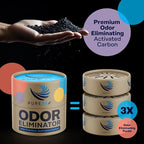 PUREPAX Odor Eliminator For Small Spaces - Premium Activated Carbon Charcoal Unscented 3 Count (Pack of 2) - Strong Odor Remover for Shoes, Fridge, Diaper Pail, Closet, Drawers, Car, Locker, Gym Bag
