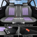 Coverado Seat Covers Full Set, Leather Car Seat Covers, Waterproof Seat Covers for Cars, Front and Back Car Seat Protectors, Car Seat Cushions Universal Fit for Most Cars (Gray&Purple)