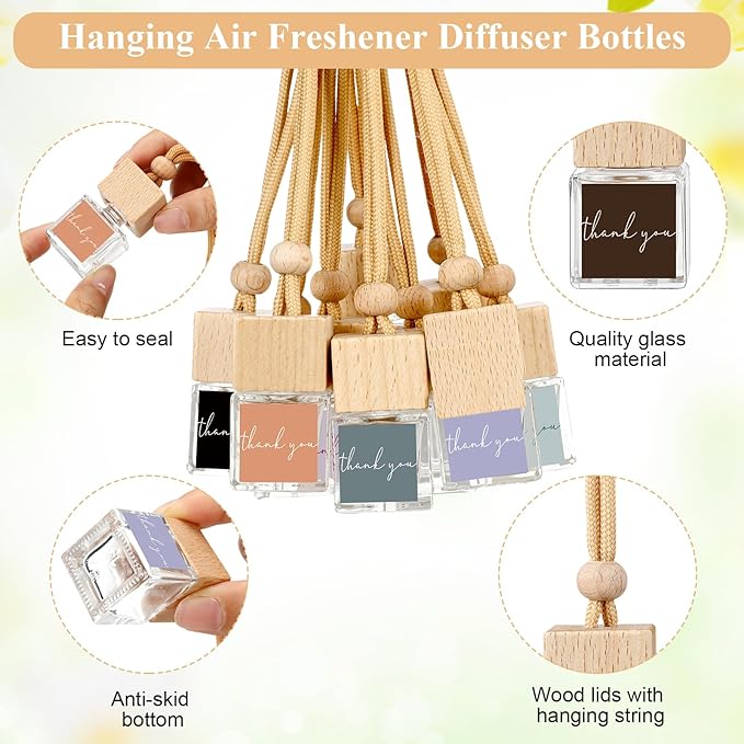 30 Pcs Appreciation Gift Bulk Car Air Freshener Diffuser Hanging Car Empty Glass Oil Diffuser Thank You Gifts for Employee Dietitian Coworker Social Worker Nurse (Thank You)