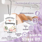 Grammy Grandma Gifts Car Air Freshener Accessories 3pcs,World's Best Gifts for Granmda Christmas, Pink Flower Rustic Hanging Scent Lavender Fragrance Card for Women Closet Bathroom Home Decor