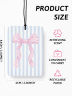Pink Coastal Beach Car Air Freshener 4 Pcs, Coquette Pink Bow Summer Fish Lobster Beach Hanging Air Freshener for Closet Drawer Books, Girly Beachy Car Accessories Mirror Decor for Women Girls