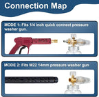 Foam Cannon for Pressure Washer, Snow Clear Foam Cannon for Car Wash, Stainless Steel Filter, Adjustable Nozzle with M22 and 1/4 Inch Quick Connect, Additional 1.1 mm Orifice Nozzle
