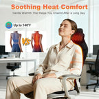 Massage Seat Cushion with Heat, Adjustable Neck Support, Breathable Lumbar Comfort, Gentle Vibration Back Massager for Office & Home Chair, Relaxation Gift