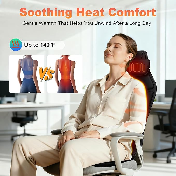 Vibration Seat Cushion with Heat & Cooling, Chair Pad for Office & Home, 6 Motors, Adjustable Modes, Portable Comfort Cushion for Sitting Support