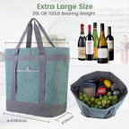 CIVJET Insulated Cooler Bag, 1PK Insulate Tote Bag for Grocery Shopping, Non-Waterproof Cooler Bags Insulated for Travel/Picnic, Pizza/Food Delivery Bag to Keep Food Cold/Hot (Cationic Cloth, Green)