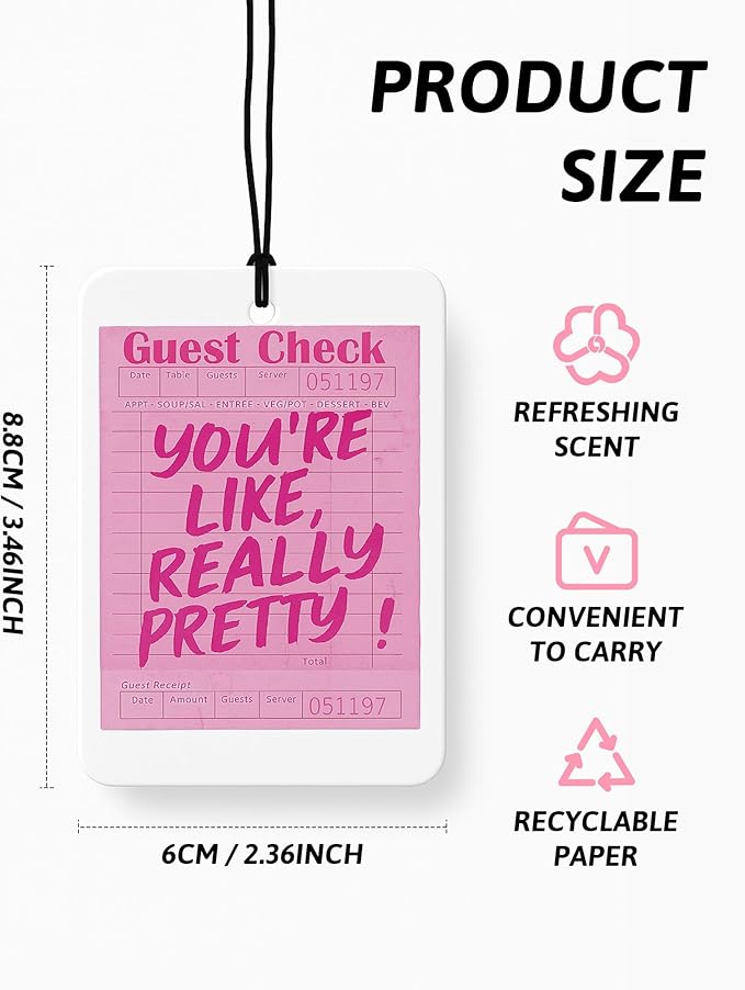 Pink Lucky 8 Ball Car Air Freshener 4 Pcs, Trendy Coquette Bow Disco Ball Inspirational Hanging Air Freshener for Cars Closet Drawer Books, Girly Car Accessories Mirror Decor for Women